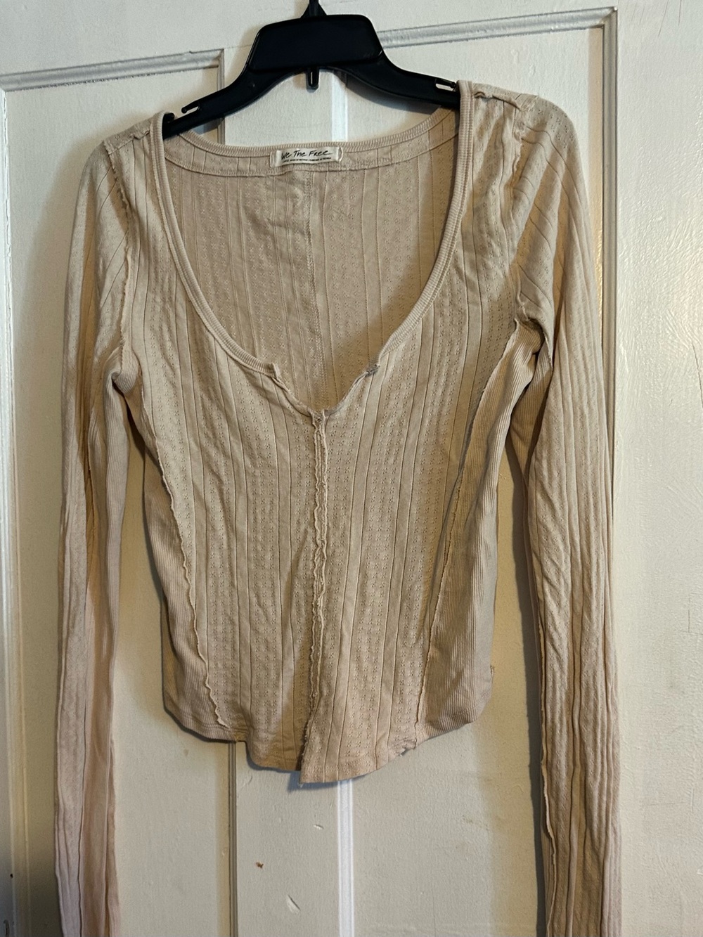 We The Free Ribbed Scoop Neck Long-Sleeve Top